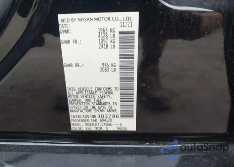 2022 Nissan Altima Sv Fwd из США, поврежденный, VIN 1N4BL4DV3NN303786